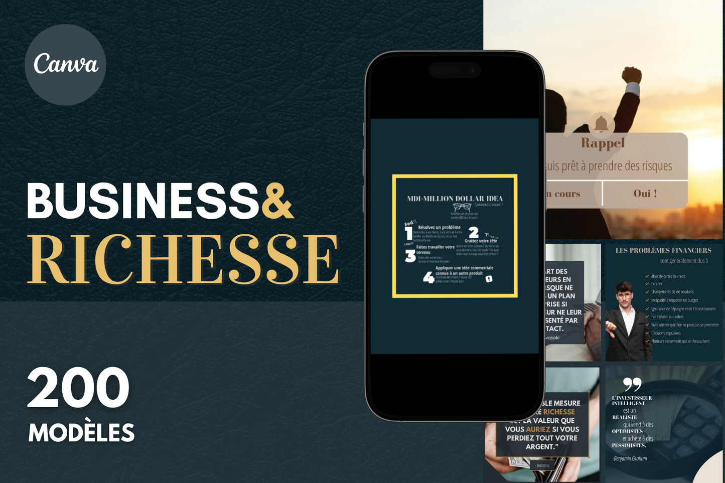 200 modèles business et richesse – templates Canva en français pour réseaux sociaux