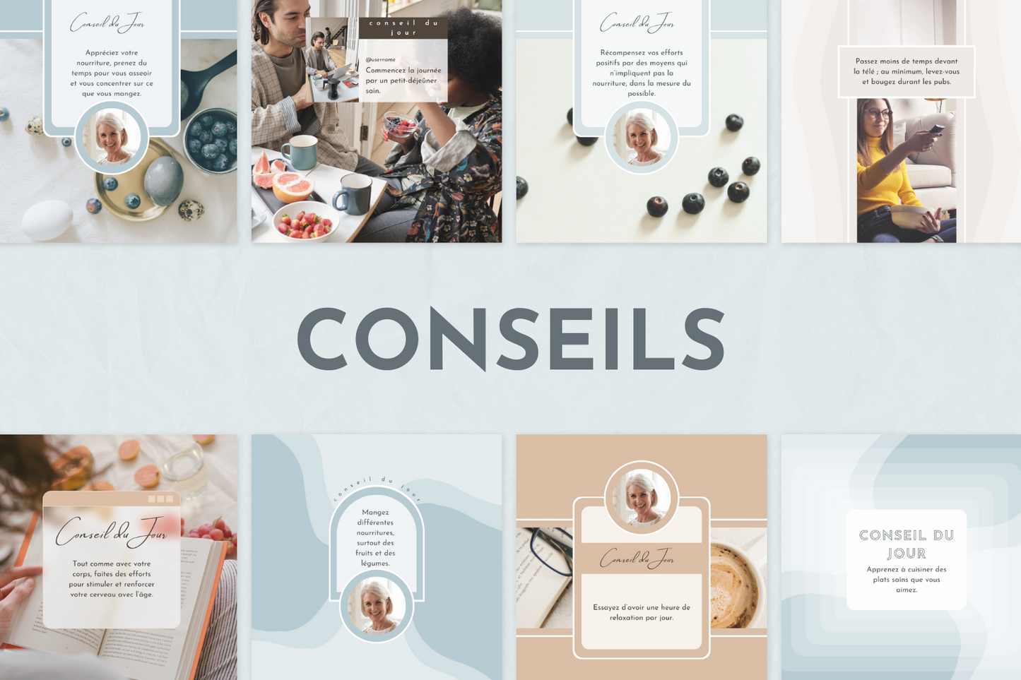 Visuels santé pour Instagram – citations, conseils et promotions bien-être
