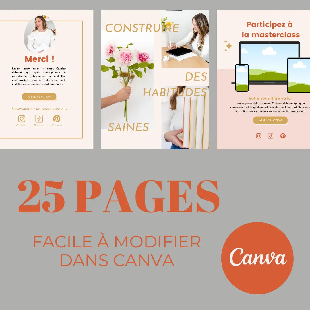 Template Canva professionnel – 25 pages pour ebook en ligne