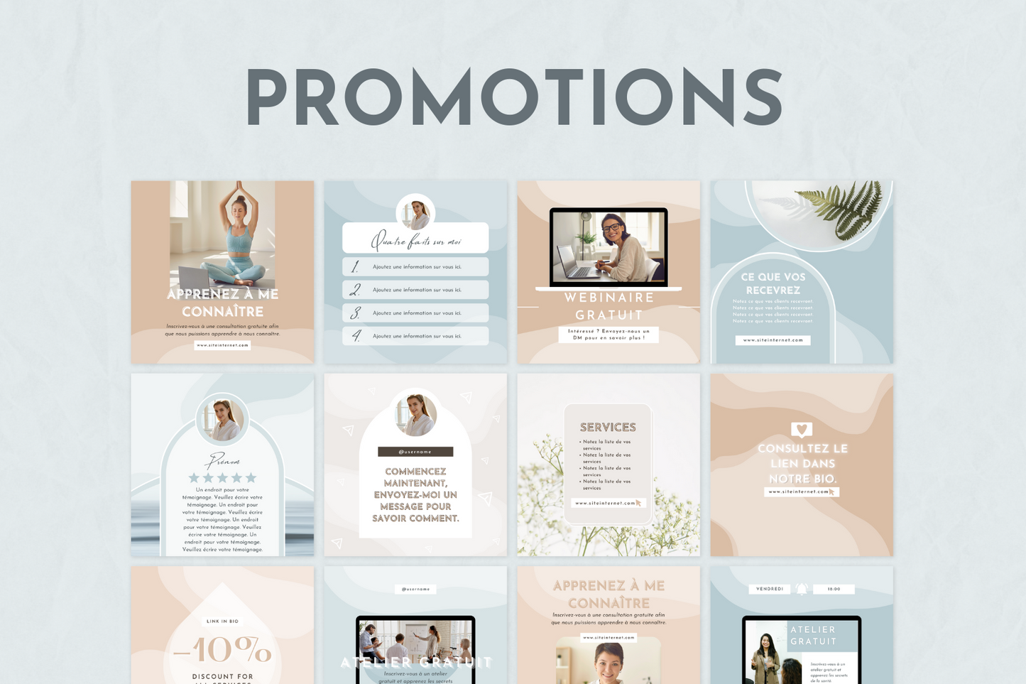 Canva templates coach santé – contenu prêt à publier et modifiable