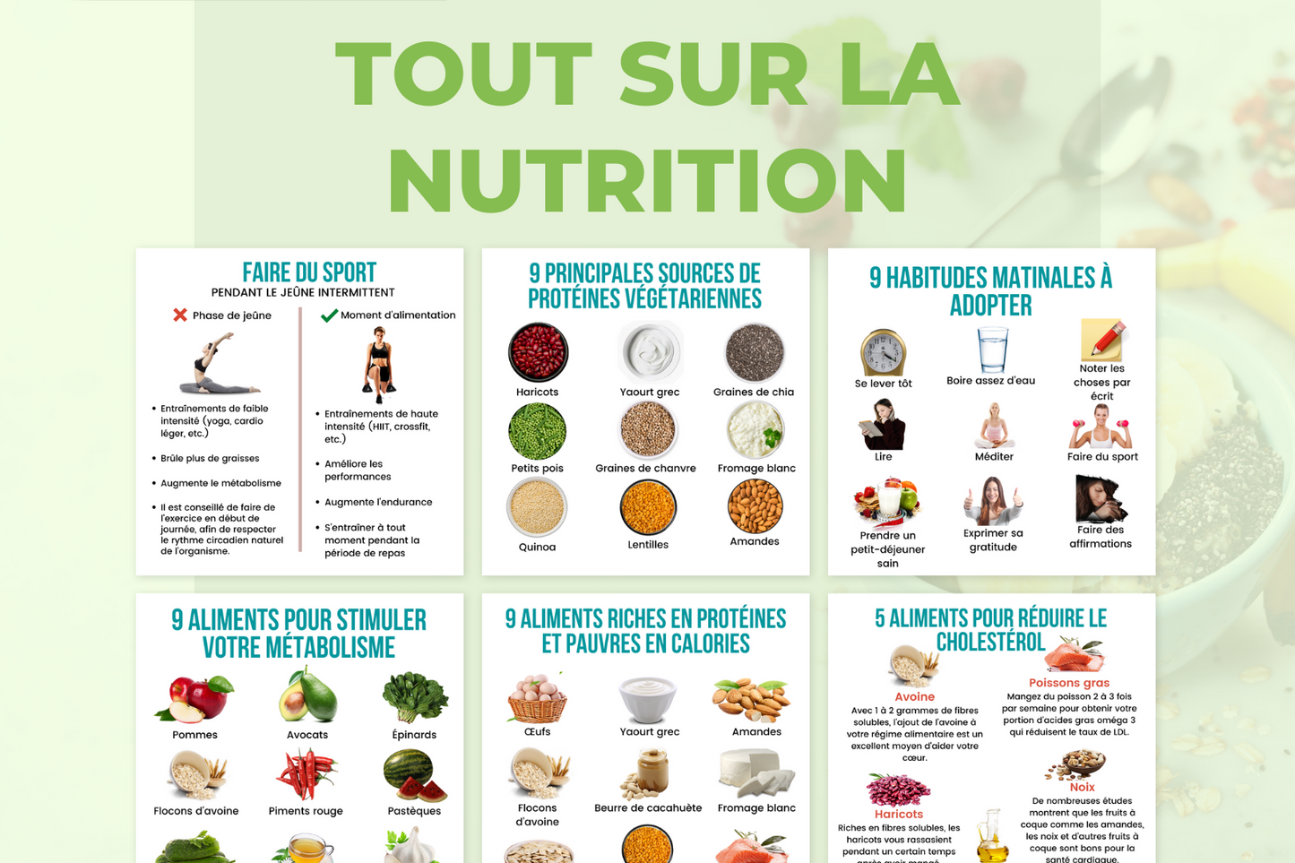 Pack visuel nutrition – publication francophone modifiable dans Canva