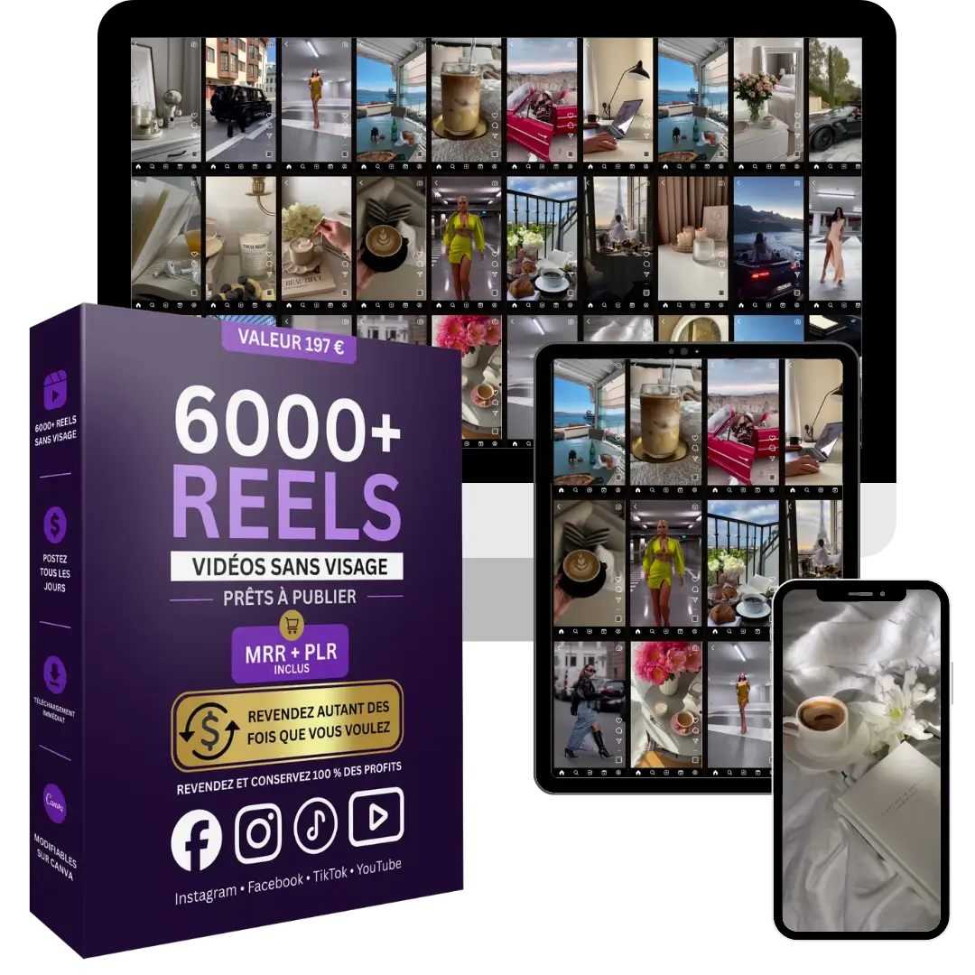 6000 reels/vidéos avec droit de revente PLR/MRR