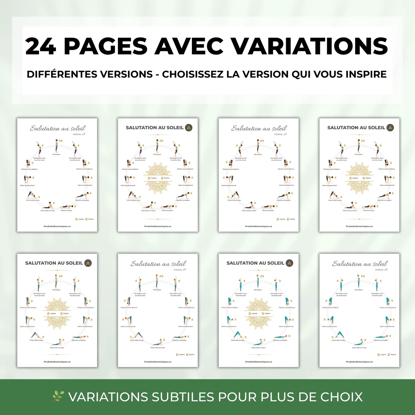 32 pages Salutation au Soleil avec variations de postures