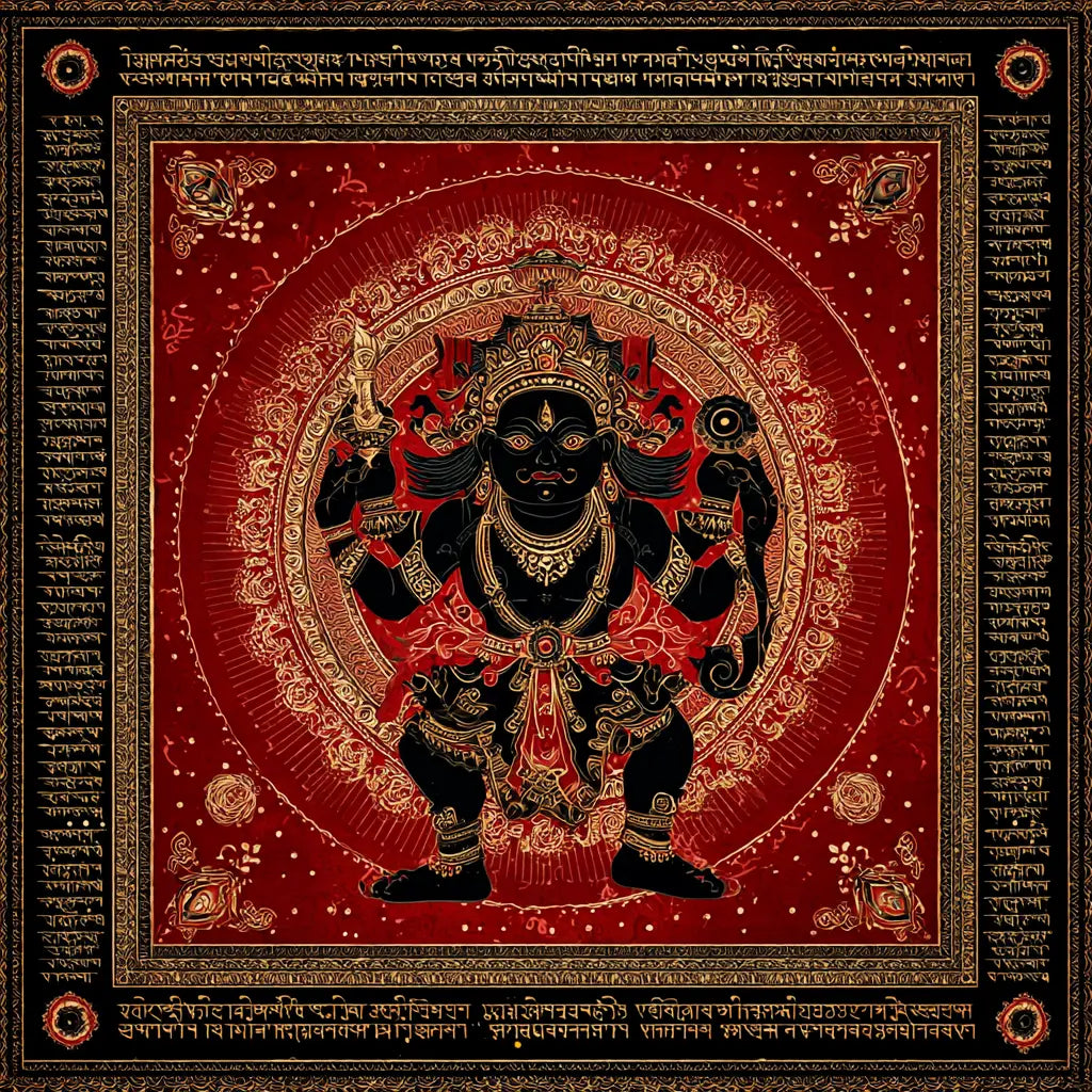 Bhairava représentante l’aspect de dissolution, de protection et de libération du temps et de la mort. 