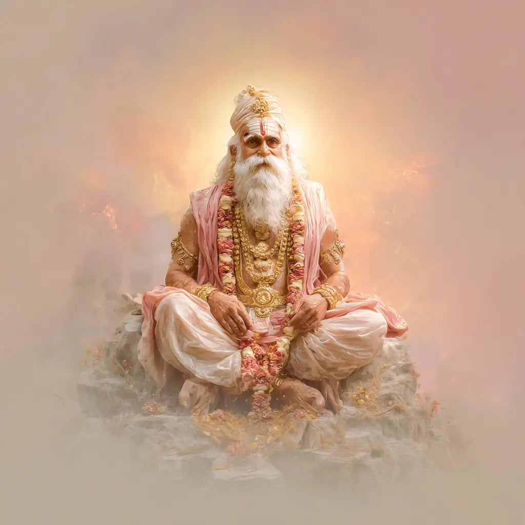 Visuel du Guru Mantra (Guru Brahma Guru Vishnu), célébrant les trois aspects divins