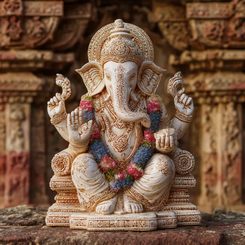 Illustration du mantra Vakratunda Mahakaya, invocation dédiée à la sagesse et à la protection de Ganesha