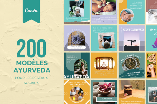 200 modèles Ayurveda en français – templates Canva pour réseaux sociaux