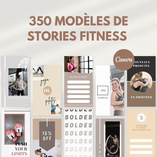 350 modèles stories fitness en français – templates Canva format vertical