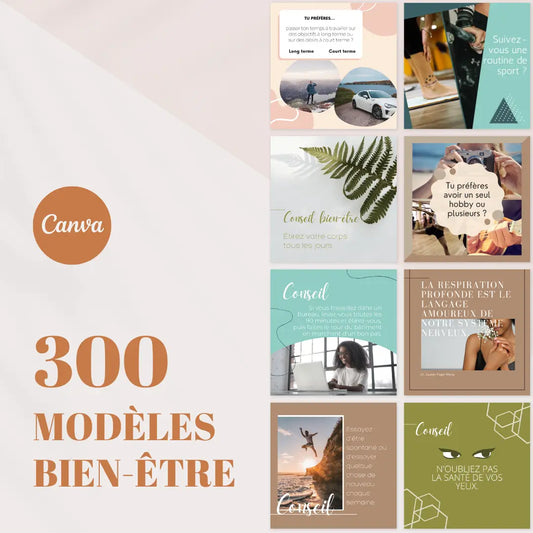 300 modèles bien-être en français – templates Canva pour réseaux sociaux