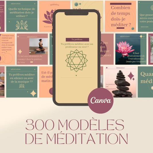300 modèles de méditation en français – templates Canva pour réseaux sociaux