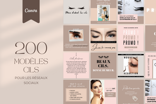 Modèles Canva cils en français – 200 templates pour réseaux sociaux