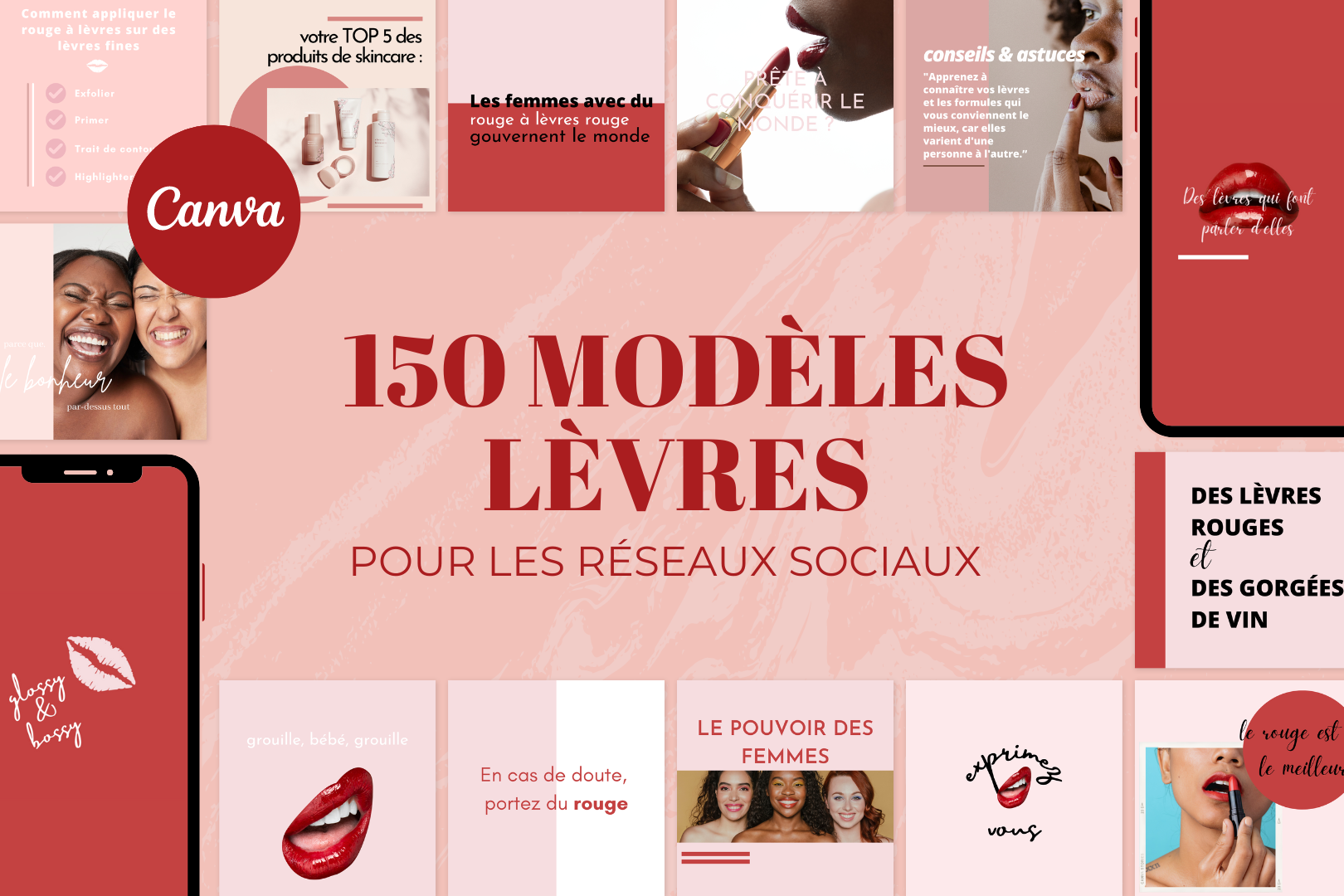 Templates lèvres en français – 150 modèles Canva pour réseaux sociaux