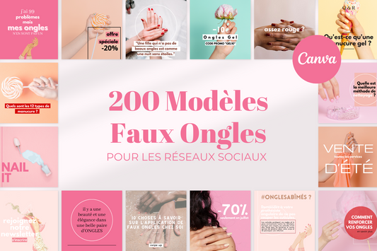 200 modèles faux ongles en français – templates Canva pour réseaux sociaux