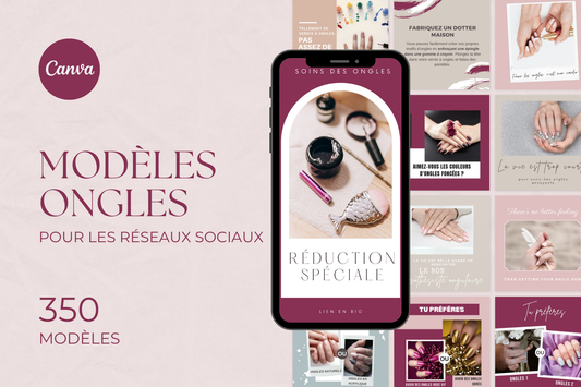 350 modèles ongles en français – templates Canva pour réseaux sociaux