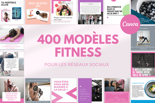 400 modèles fitness féminin en français – templates Canva pour réseaux sociaux