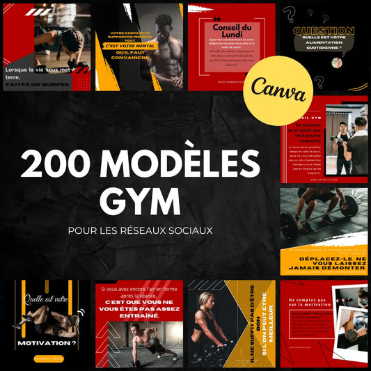 200 modèles gym en français – templates Canva pour réseaux sociaux