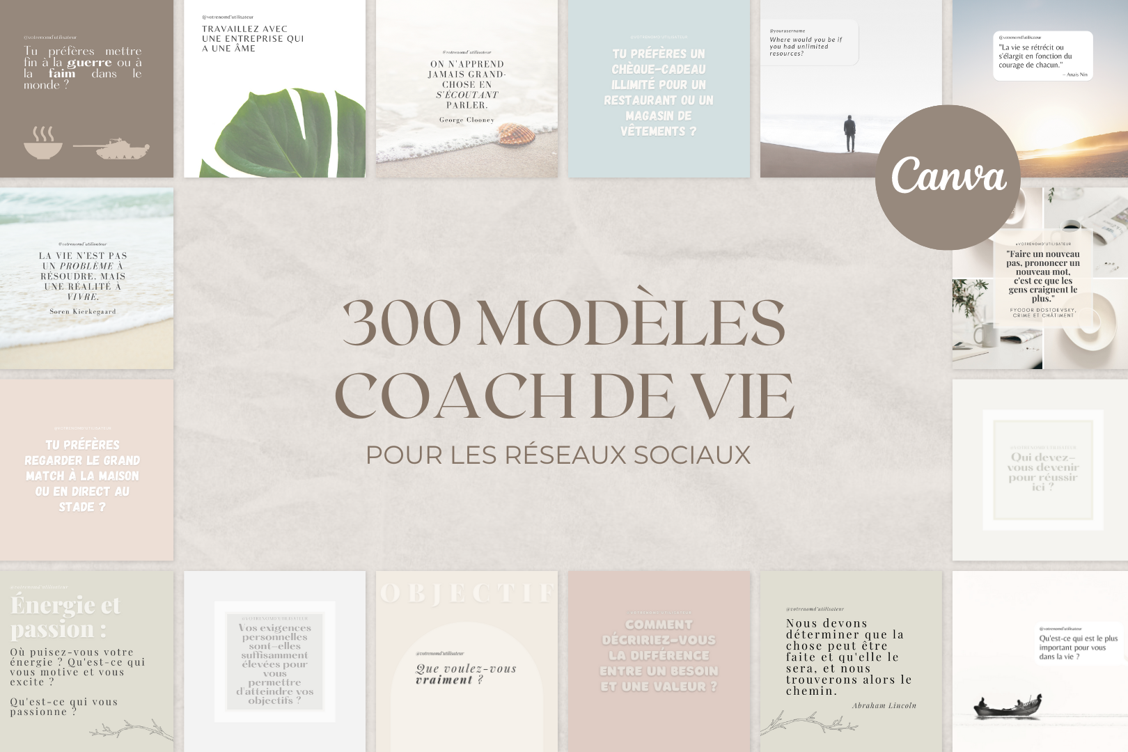 300 modèles coach de vie en français – templates Canva pour réseaux sociaux