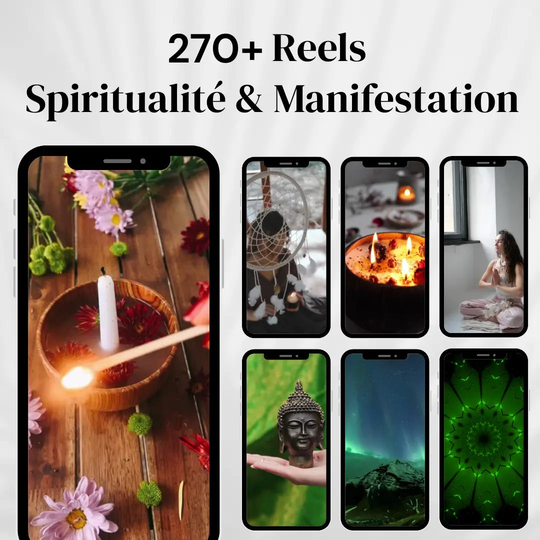 270+ Reels Spiritualité & Manifestation prêts à publier pour Instagram, TikTok, Facebook et Pinterest.