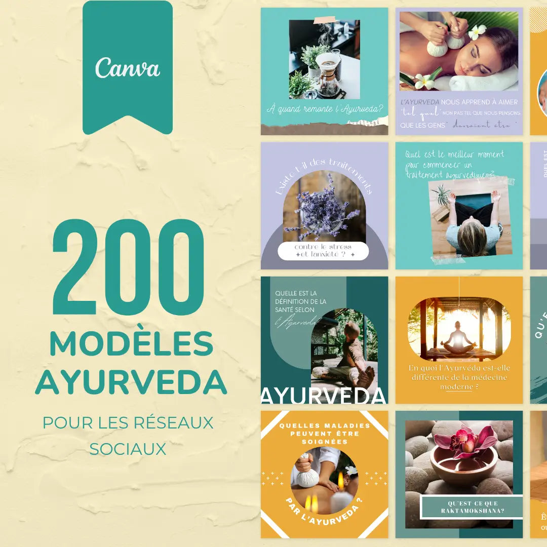 200 modèles Ayurveda en français – templates Canva pour réseaux sociaux