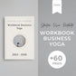 Workbook Business Yoga sur fond beige minimaliste, parfait pour planifier la stratégie, la tarification et la communication d’un studio de yoga moderne.