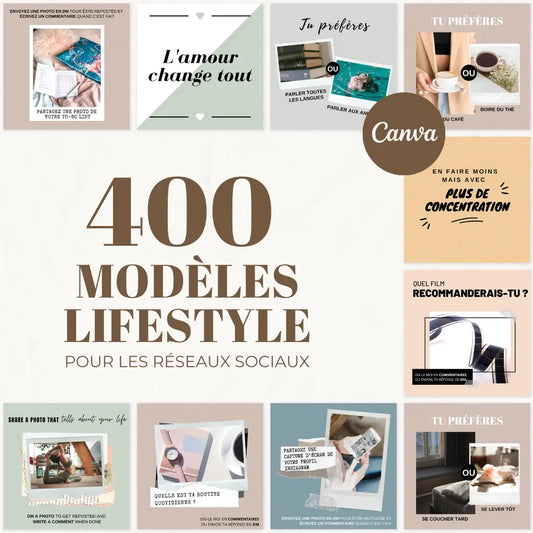 400 modèles lifestyle en français – templates Canva pour réseaux sociaux