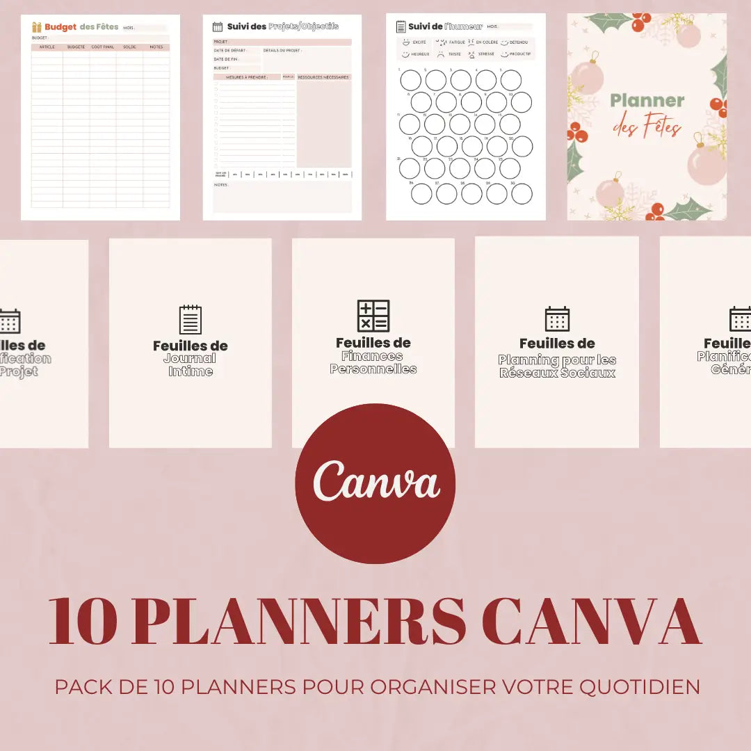 10 planificateurs en français – templates Canva pour organisation personnelle