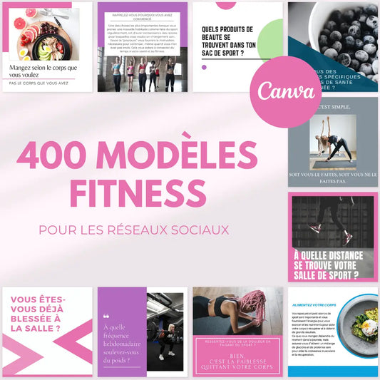 400 modèles fitness féminin en français – templates Canva pour réseaux sociaux