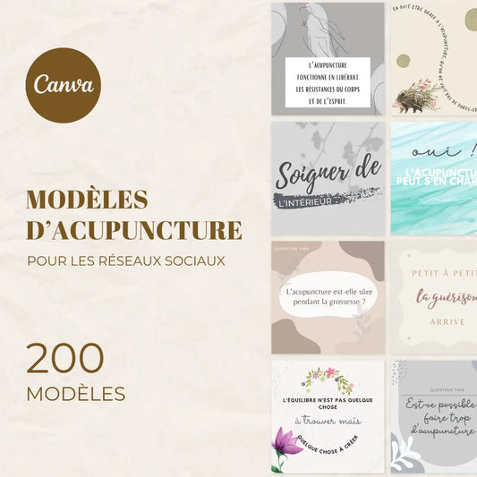 200 modèles acupuncture en français – templates Canva pour réseaux sociaux
