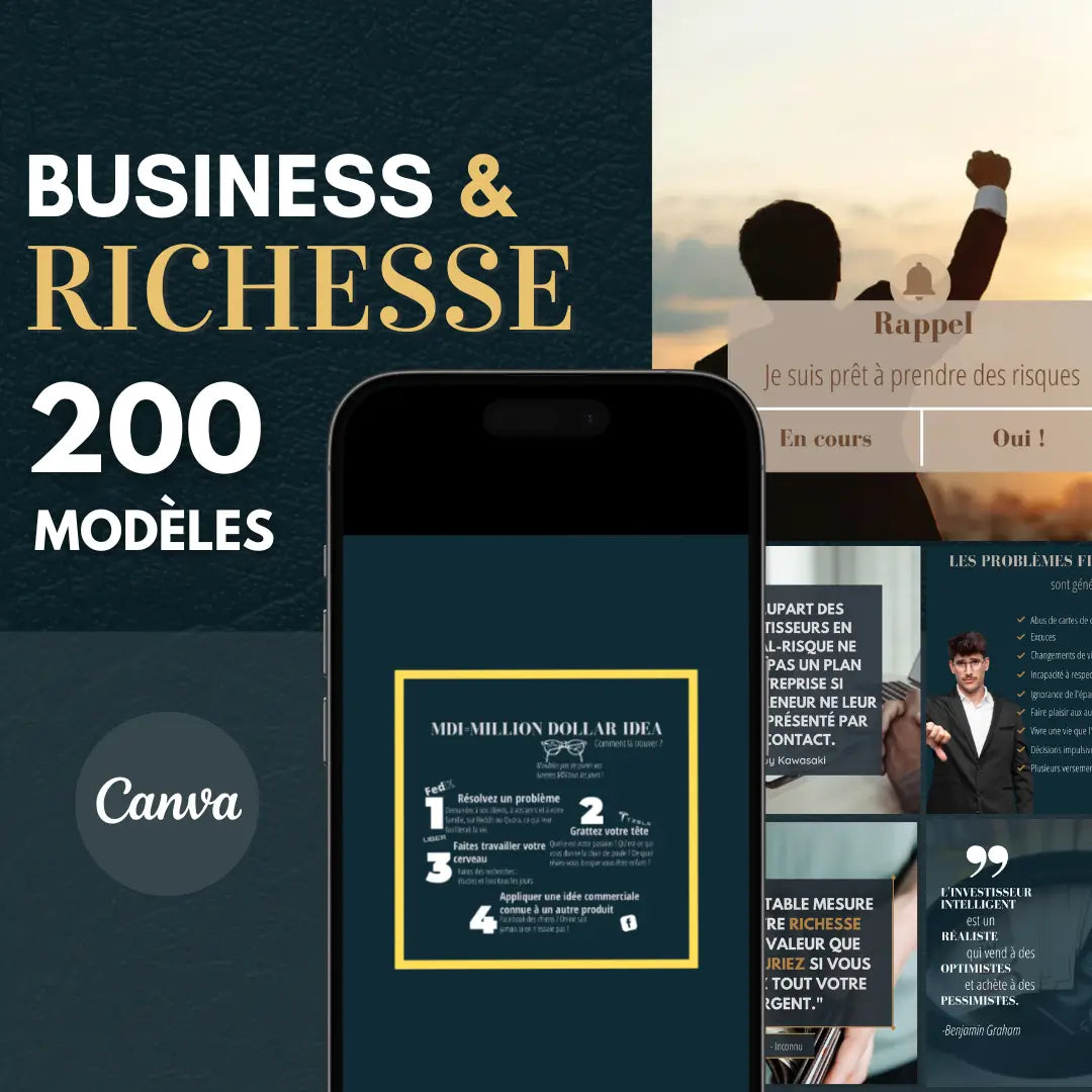 200 modèles business et richesse – templates Canva en français pour réseaux sociau