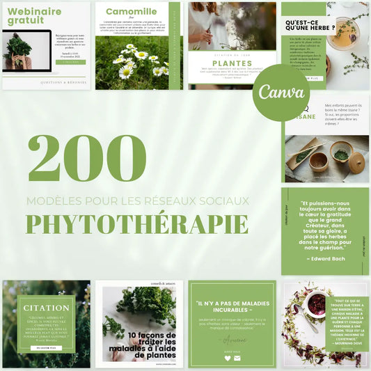 200 modèles phytothérapie en français – templates Canva pour réseaux sociaux