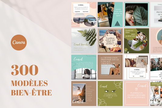 300 modèles bien-être en français – templates Canva pour réseaux sociaux
