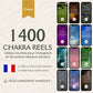 Pack de plus de 1400 chakra reels en français pour Instagram et TikTok. Vidéos prêtes à l’emploi, sans visage, modifiables dans Canva. Idéal pour les professionnels du bien-être et du yoga.