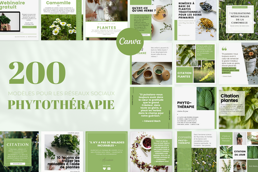 200 modèles phytothérapie en français – templates Canva pour réseaux sociaux