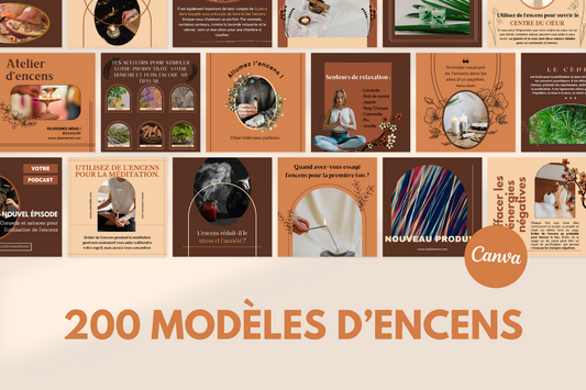 200 modèles encens en français – templates Canva pour réseaux sociaux