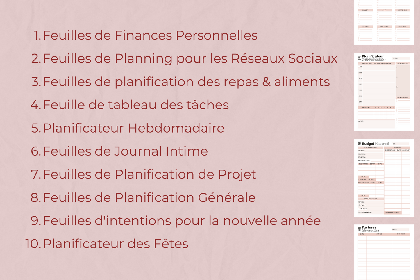 Templates organisation Canva – feuilles modifiables pour vie quotidienne