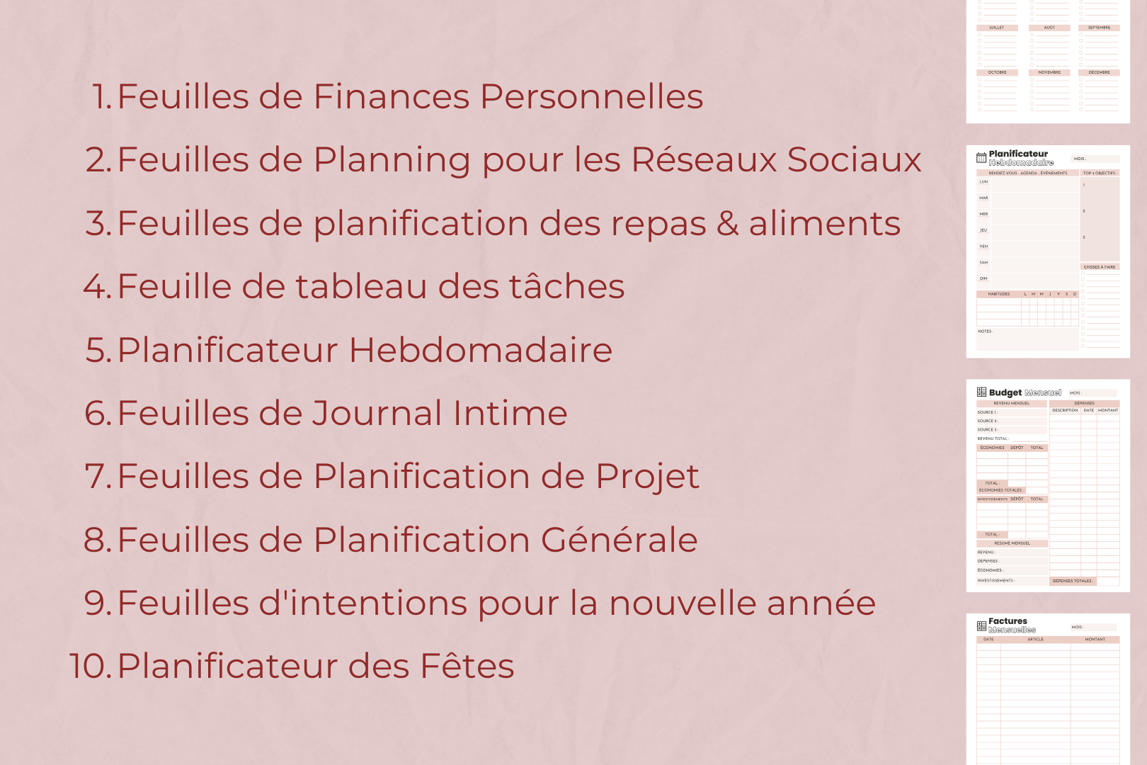 Templates organisation Canva – feuilles modifiables pour vie quotidienne