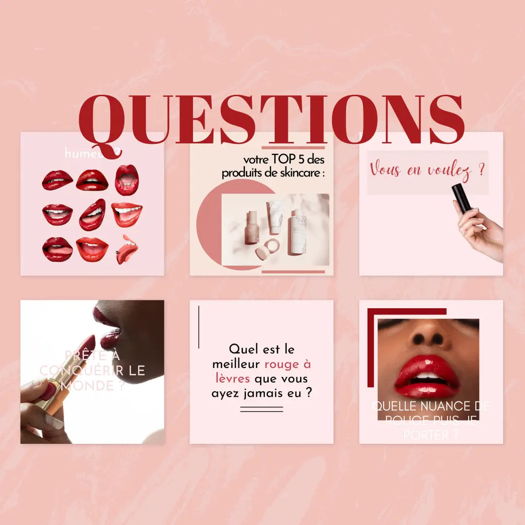 Modèles Canva rouges à lèvres – citations, questions et conseils visuels