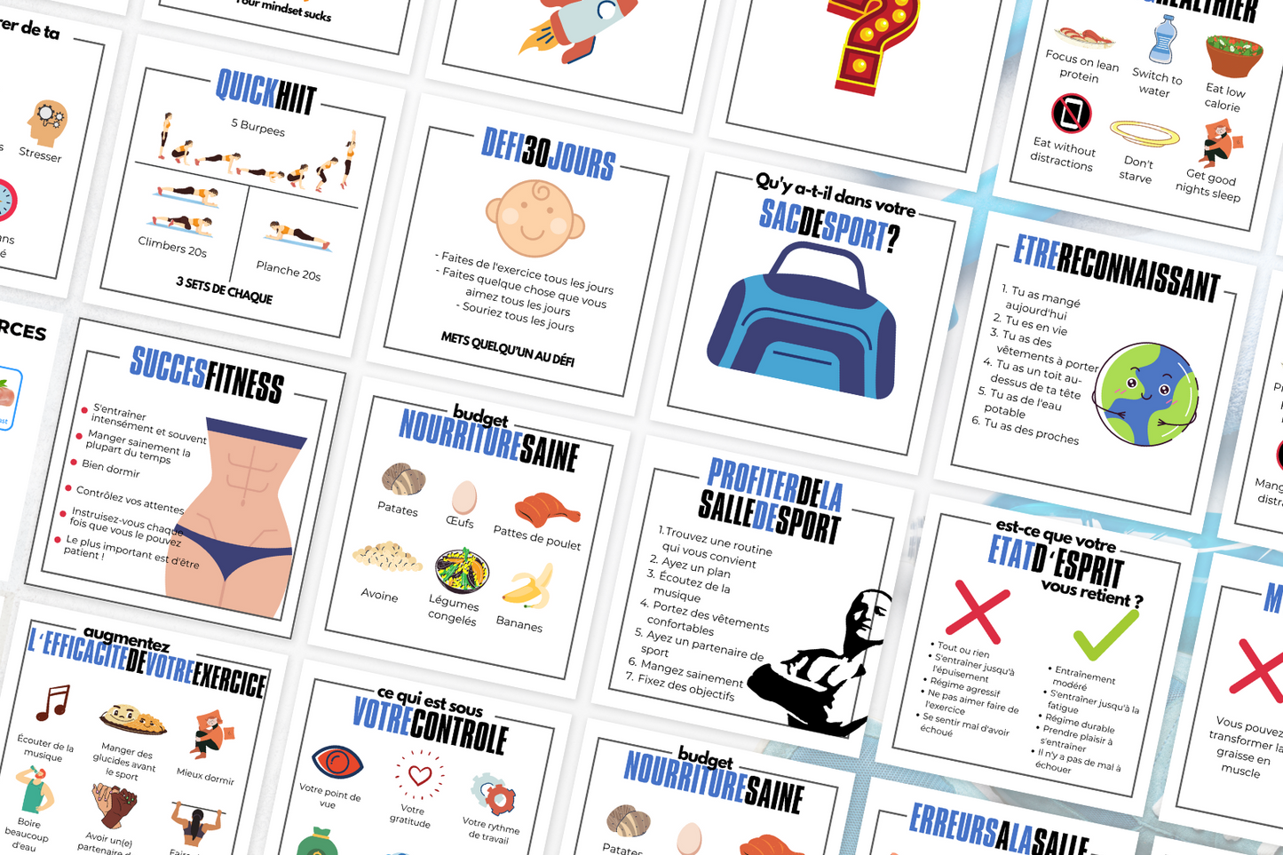 Visuels fitness professionnels – conseils d'entraînement, récupération et nutrition