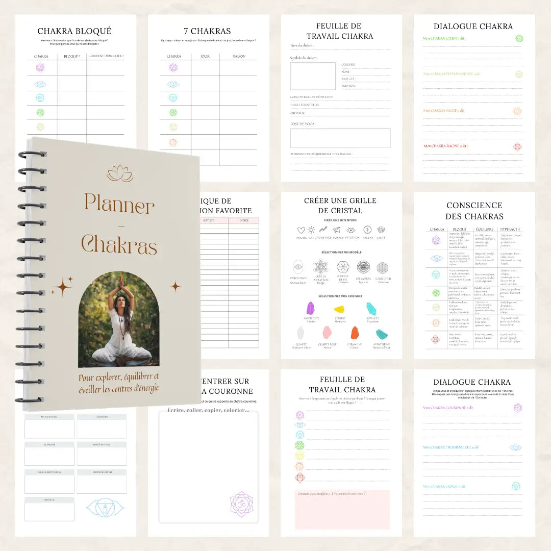 Planning spirituel des chakras – template imprimable à remplir