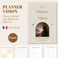 Planner Vision personnalisable dans Canva pour créer un vision board, définir ses objectifs et organiser ses projets.