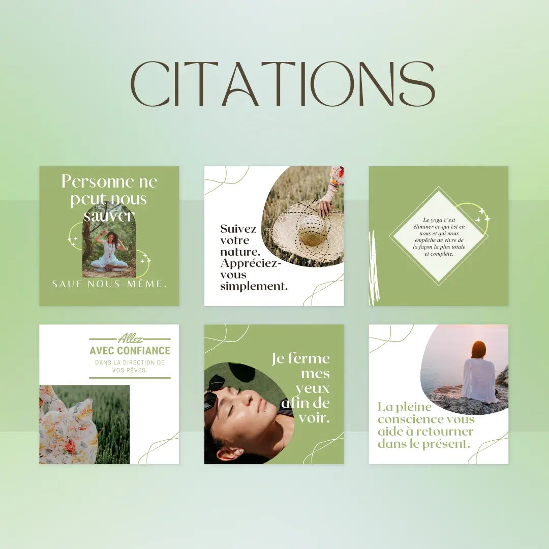 Canva templates bien-être – contenu harmonieux pour professeurs de yoga
