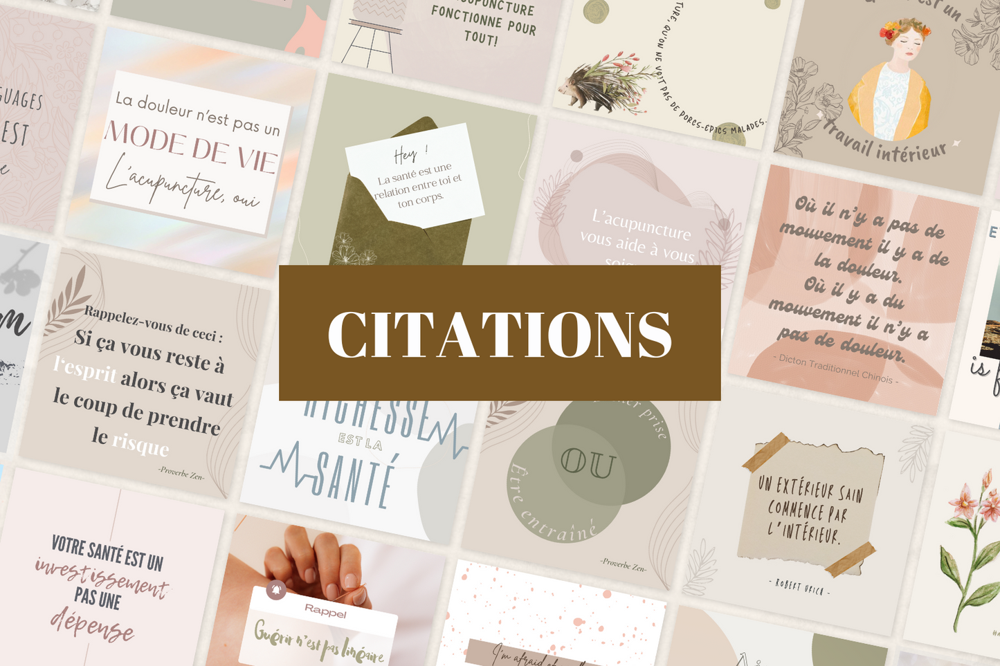 Visuels professionnels pour acupuncteurs – citations, conseils et promotions