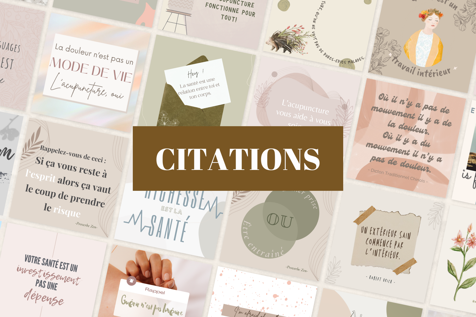 Visuels professionnels pour acupuncteurs – citations, conseils et promotions