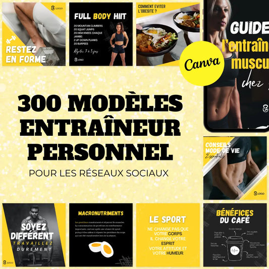 250 modèles entraîneur personnel en français – templates Canva pour réseaux sociaux