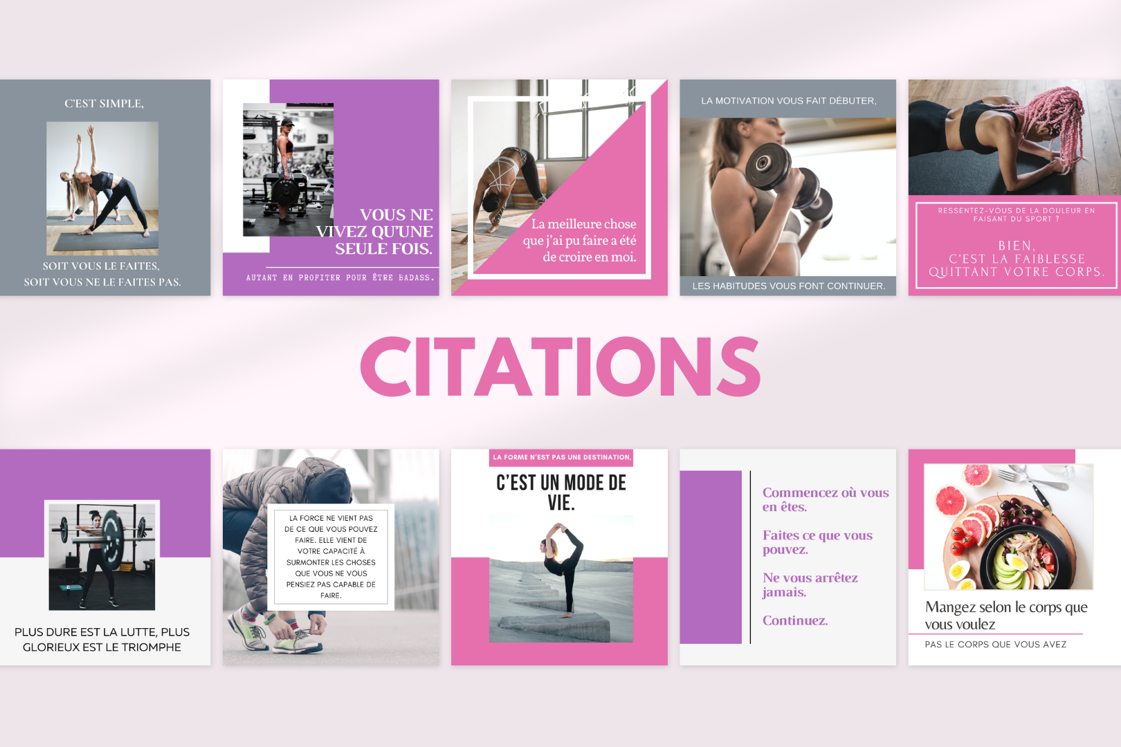 Visuels Instagram fitness femme – citations, conseils et posts engageants
