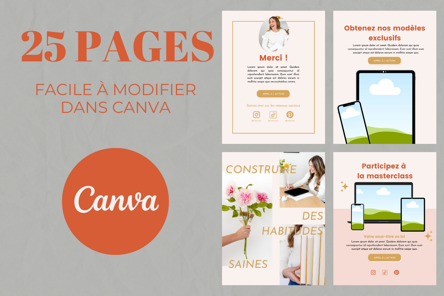 Template Canva professionnel – 25 pages pour ebook en ligne