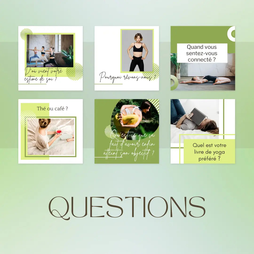 Publication francophone yoga – pack modifiable pour feed apaisant et pro