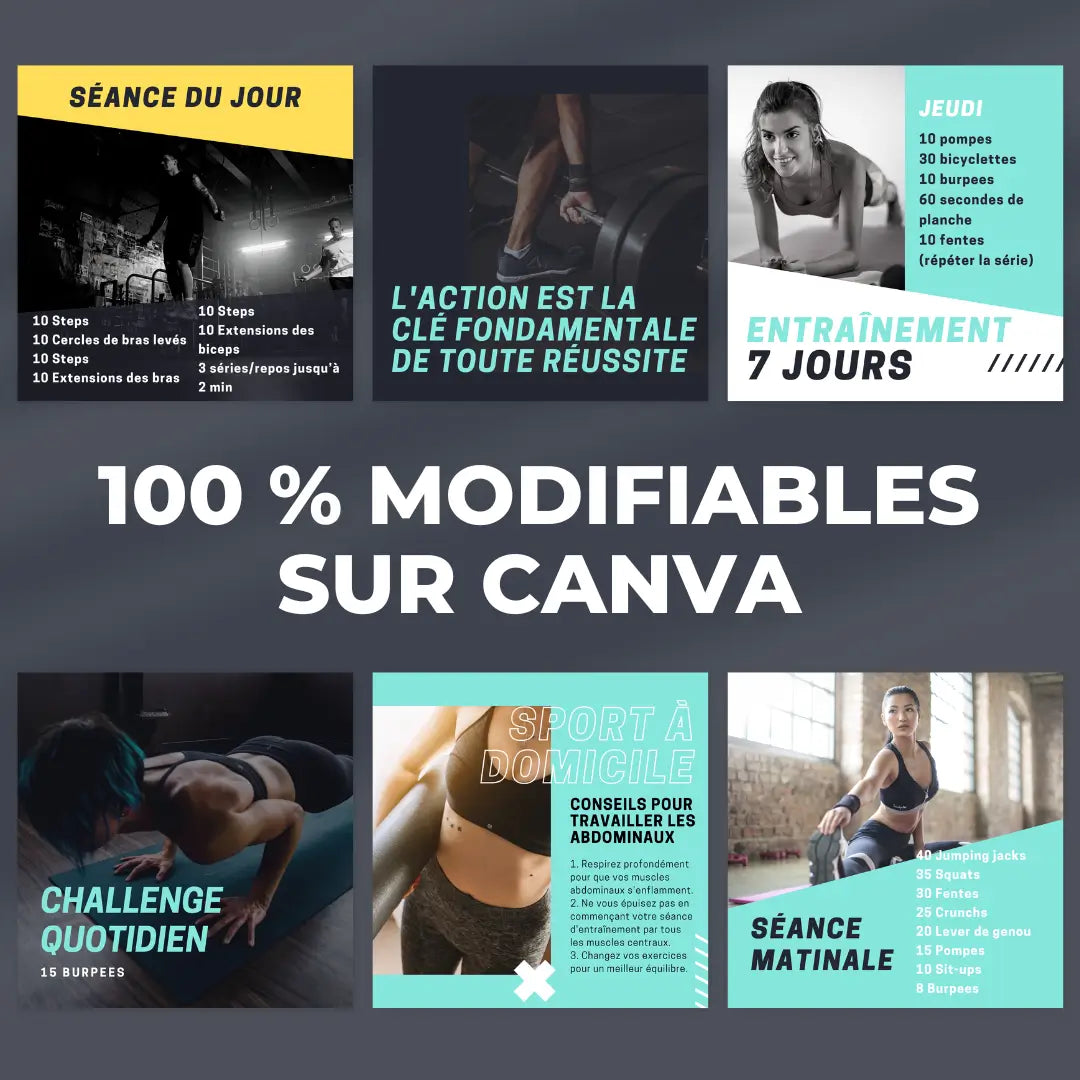 Visuels fitness à la maison – entraînements, défis et conseils sportifs