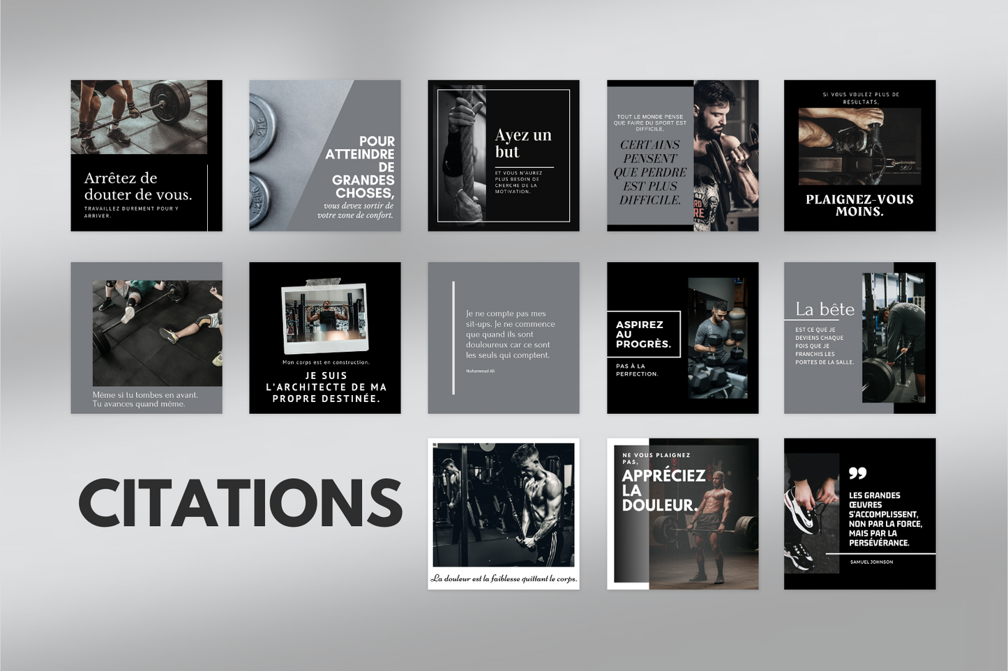 Templates Canva sport masculin – contenu carré 1080x1080 modifiable