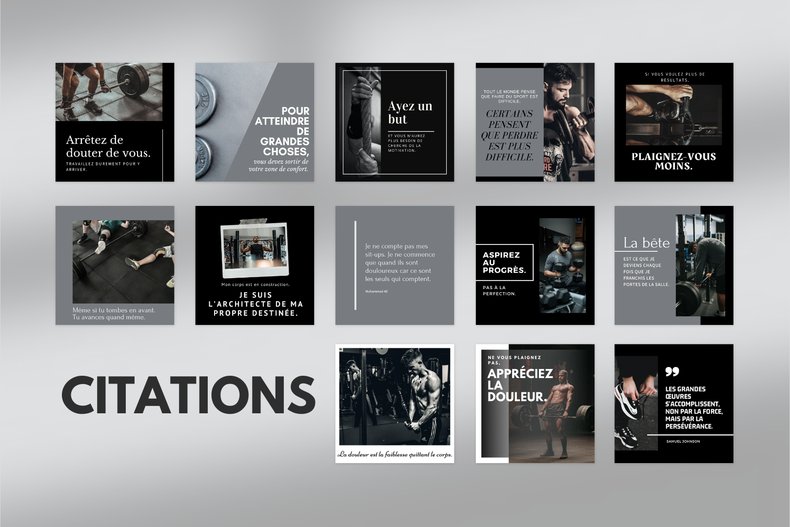 Templates Canva sport masculin – contenu carré 1080x1080 modifiable